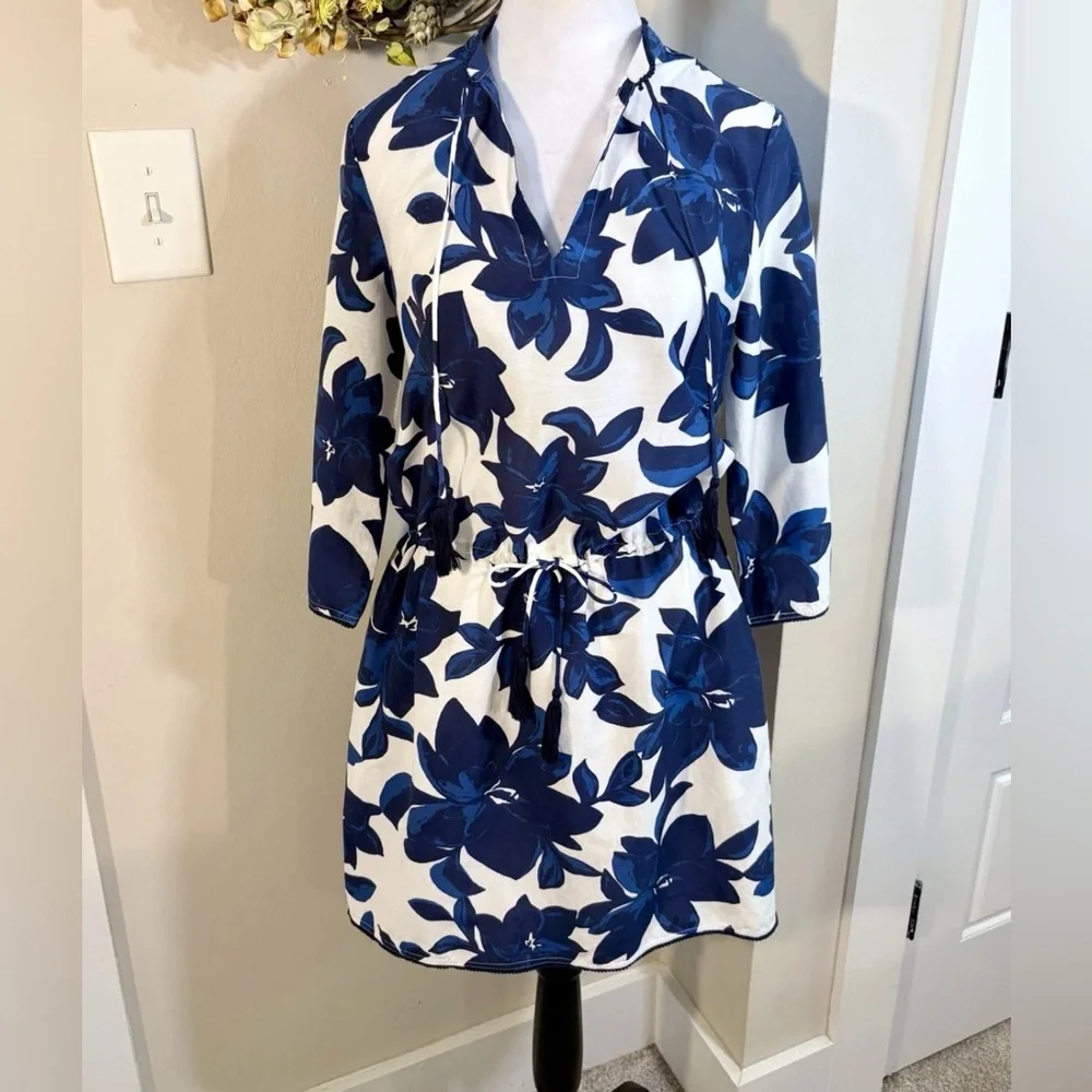 Draper James Sea Pines Cotton Silk Floral Tie Waist Cover Up Pockets XXS💚